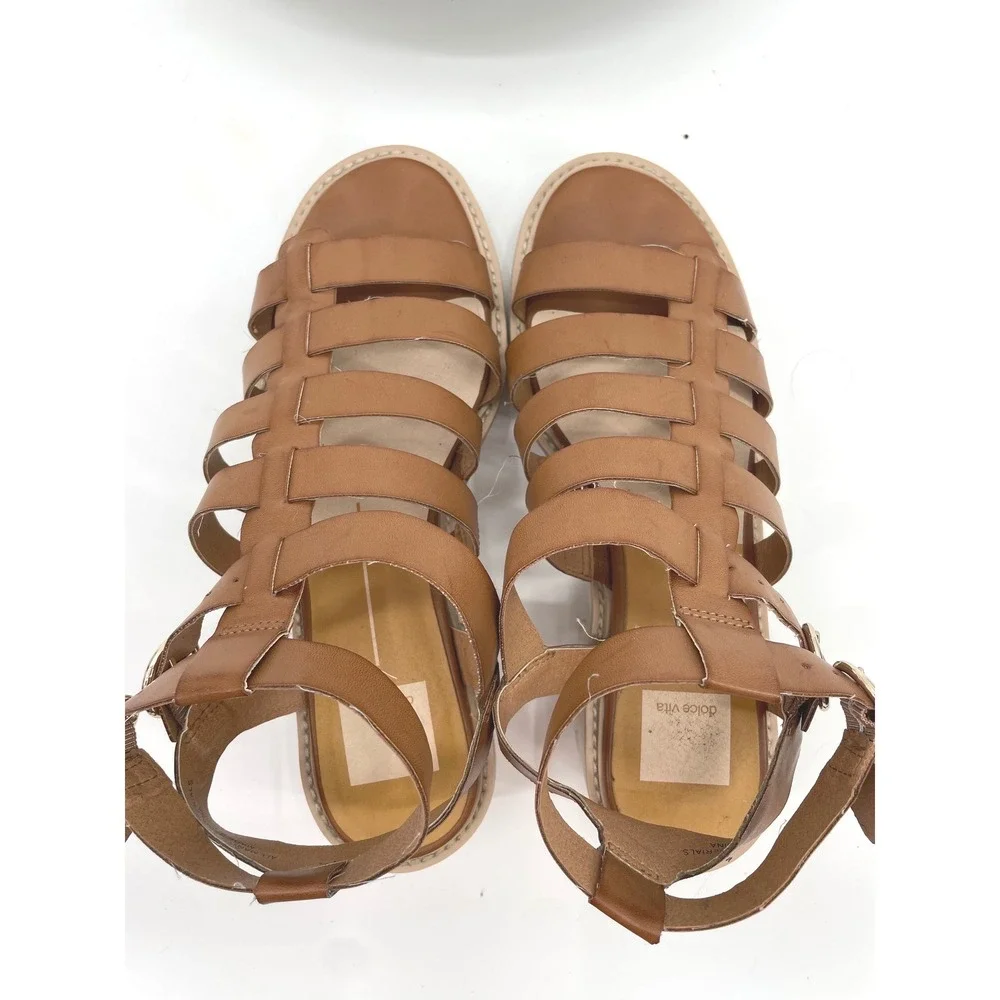 Dolce Vita Lillia Gladiator Sandals Womens 8.5 Brown Faux Leather Platform‎ Lug